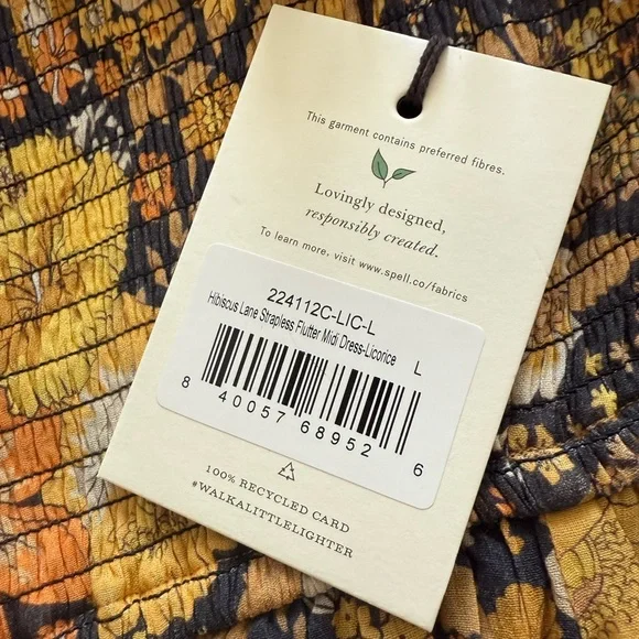 Floral Hibiscus Lane Strapless Flutter Midi Dress - Licorice - Picture 8 of 10